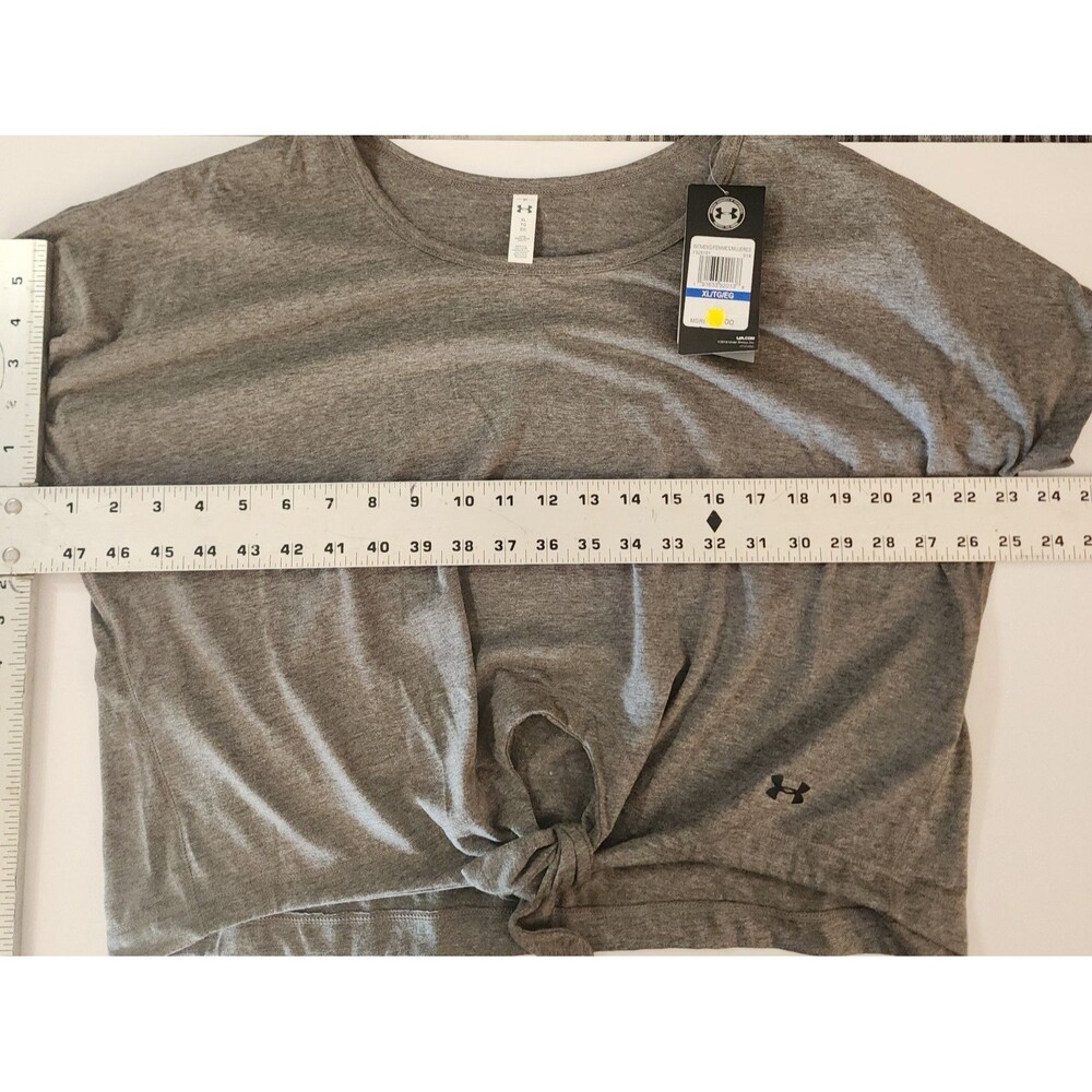 A45 Under Armour Front-Tie Cropped / Peek Hole T-Shirt - Charcoal Grey - NWT -XL - Picture 5 of 6